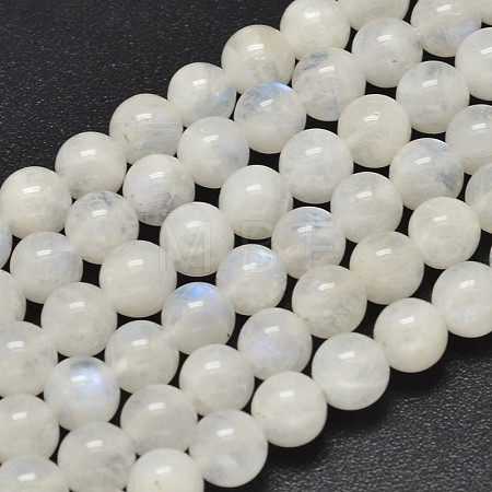 Round Grade A Natural Rainbow Moonstone Bead Strands G-M304-06-7.5mm-1