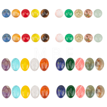40Pcs 20 Styles Mixed Gemstone Cabochons G-HY0001-54-1