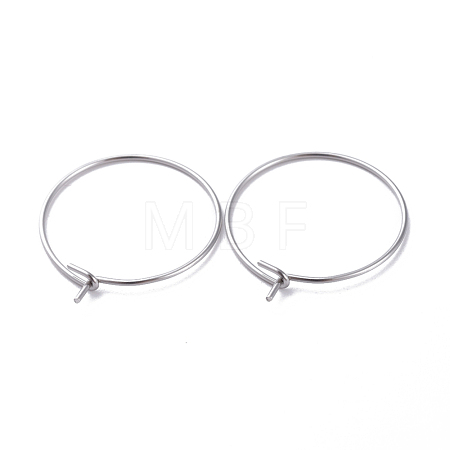 316 Surgical Stainless Steel Circle Wire Hoop Earring Findings STAS-J025-01B-P-1
