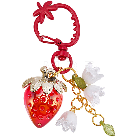 1Pc Acrylic Strawberry Pendant Decorations KEYC-BM0001-25B-1
