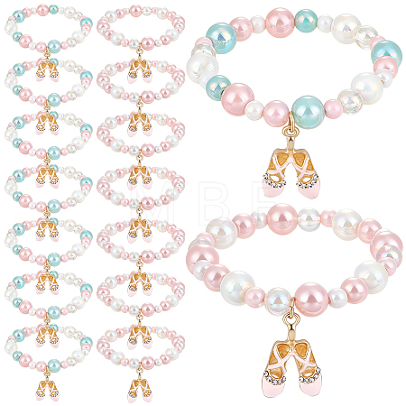 16Pcs 2 Styles Acrylic Bead Bracelets BJEW-GO00007-1