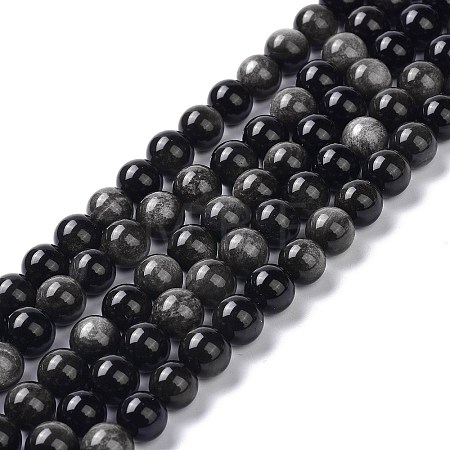 Natural Silver Obsidian Beads Strands X-G-D083-01C-1