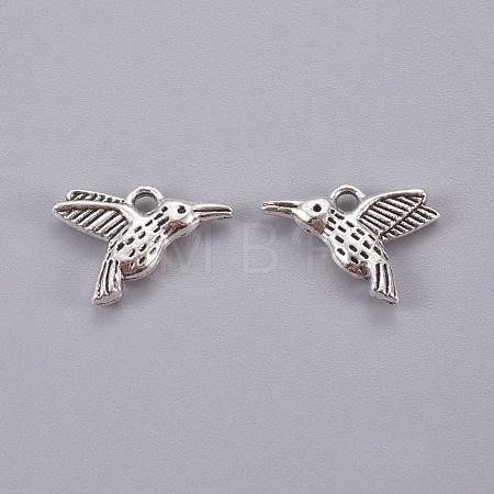Tibetan Style Alloy Hummingbird Charms Pendants X-TIBEP-1096-AS-LF-1