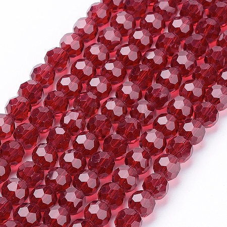 Faceted(32 Facets) Glass Round Beads Strands X-EGLA-J042-6mm-20-1