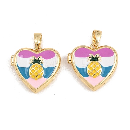Brass with Enamel Locket Pendants KK-CBA415D-10G-02-1
