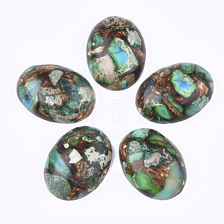 Assembled Synthetic Imperial Jasper and Bronzite  Cabochons G-S329-080D-1