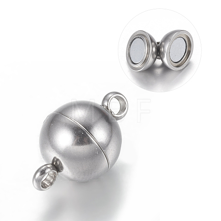 Tarnish Resistant 304 Stainless Steel Magnetic Clasps with Loops X-STAS-K006-8mm-04C-1