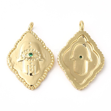 Rack Plating Brass Micro Pave Cubic Zirconia Pendants KK-R143-14G-1
