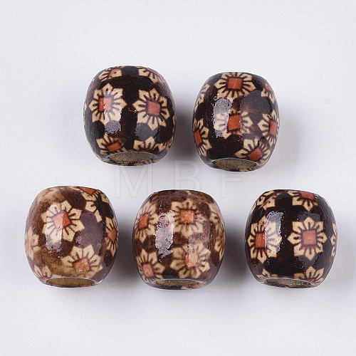 Printed Natural Wood Large Hole Beads WOOD-R251-01B-LF-1