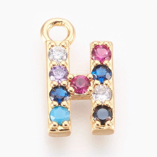 Brass Micro Pave Cubic Zirconia Charms ZIRC-F089-01G-H-1