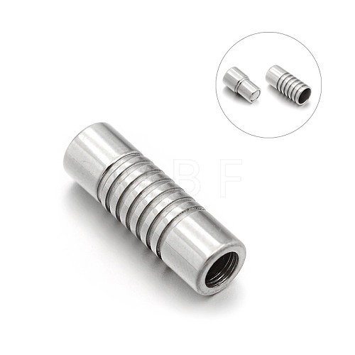 Tarnish Resistant Smooth 304 Stainless Steel Column Magnetic Clasps with Glue-in Ends STAS-E089-33B-1