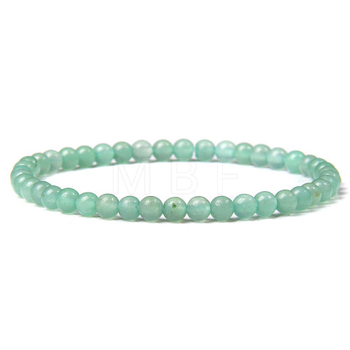 4mm Round Natural Green Aventurine Beads Bracelet for Men KG3069-3-1