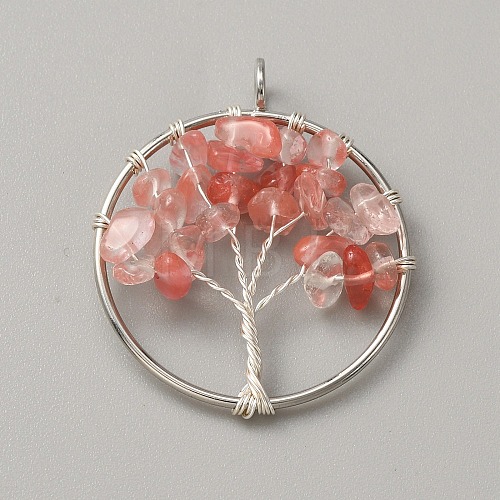 Cherry Quartz Glass Pendants G-WH0026-19P-02-1