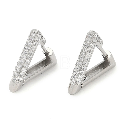 Rack Plating Triangle Brass Micro Pave Cubic Zirconia Hoop Earrings EJEW-Z059-14P-01-1