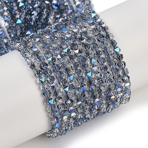 Electroplate Glass Beads Strands GLAA-Q105-02E-1