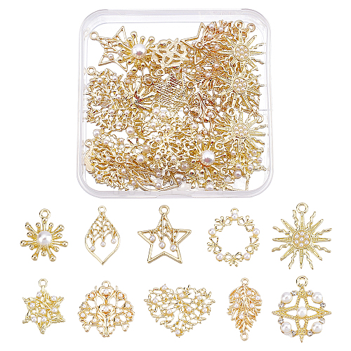 AHADERMAKER 40Pcs 10 Style Alloy Pendants FIND-GA0001-93-1