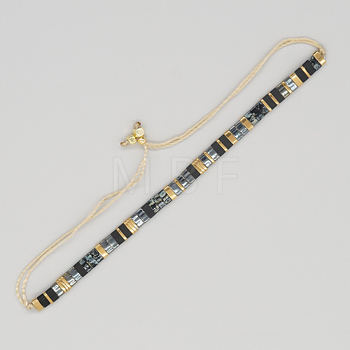 Vintage Ethnic Style Glass Tila Beaded Handmade Slider Bracelets for Women ZN9527-13-1