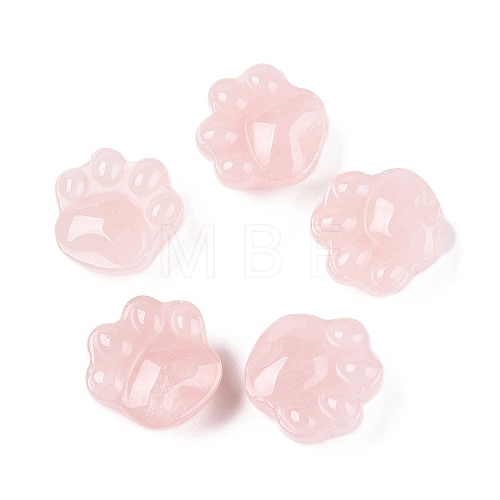 Natural Rose Quartz Cat Paw Print Figurines DJEW-N003-03I-1