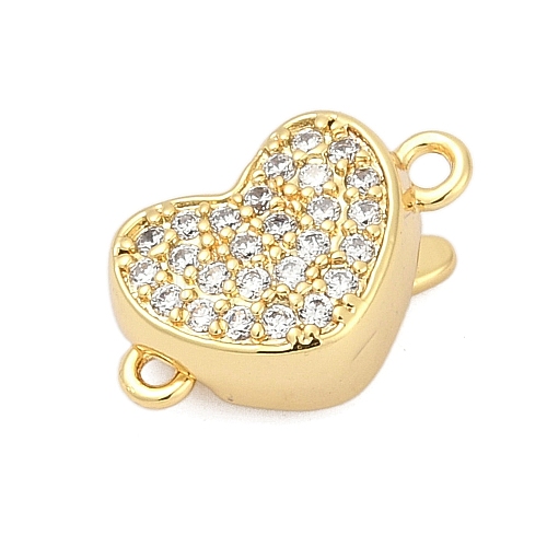 Brass Micro Pave Clear Cubic Zirconia Box Clasps KK-P291-44G-1