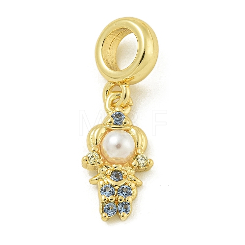 Rack Plating Brass & Cubic Zirconia & ABS Plastic Pearl European Pendants KK-Z067-61B-G-1