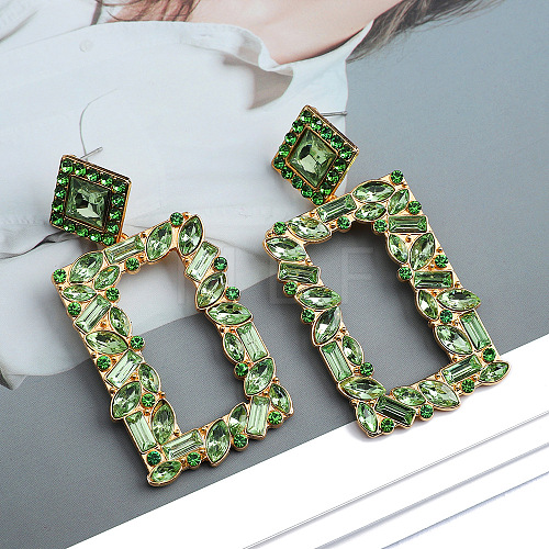 Colorful Geometric Crystal Earrings with Elegant High-end Style ST3579006-1