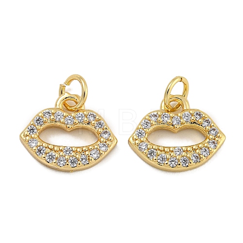 Rack Plating Brass Micro Pave Clear Cubic Zirconia Charms KK-U030-03G-1