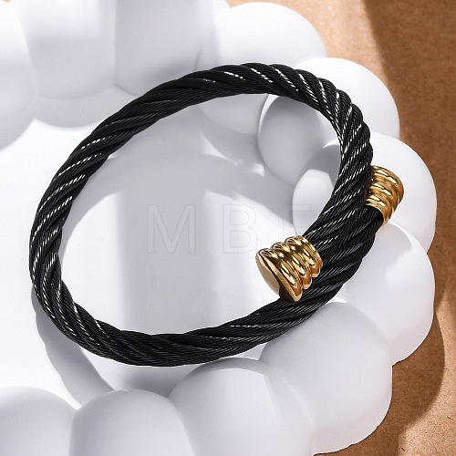 304 Stainless Steel Torque Bangles for Women BJEW-P310-24MC01-1