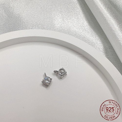 Rhodium Plated 925 Sterling Silver Micro Pave Clear Cubic Zirconia Charms STER-P054-11B-P-1