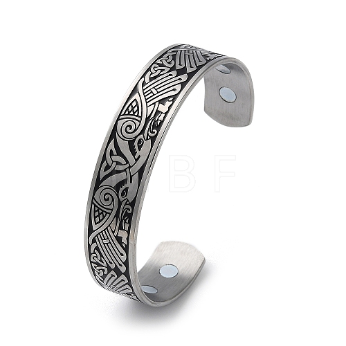 304 Stainless Steel Magnetic Cuff Bangles BJEW-P307-01P-1
