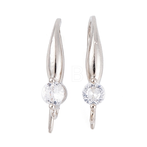 Rack Plating Brass Cubic Zirconia Earring Hooks KK-S374-05P-05-1