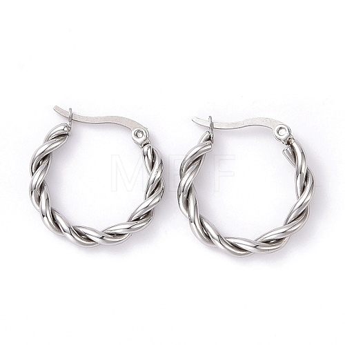 Non-Tarnish 304 Stainless Steel Twist Rope Hoop Earrings for Women EJEW-G298-07A-P-1