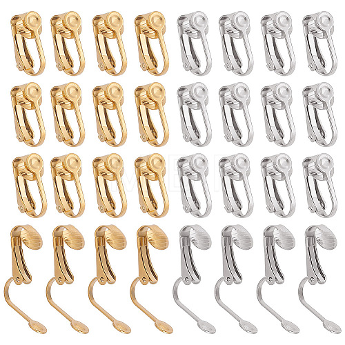 ARRICRAFT 32Pcs 2 Colors 304 Stainless Steel Clip-on Earring Findings STAS-AR0002-25-1