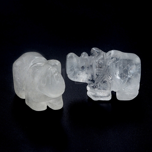 Natural Quartz Crystal Carved Healing Rhinoceros Figurines PW-WG79874-10-1
