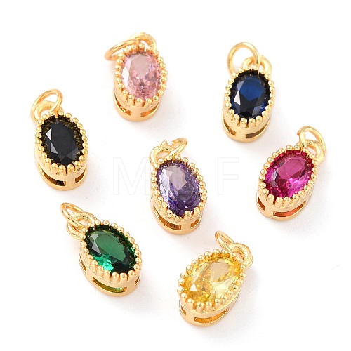 Real 18K Gold Plated Brass Inlaid Cubic Zirconia Charms ZIRC-L100-079G-1