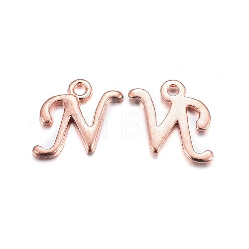 Rose Gold Plated Alloy Letter Pendants X-PALLOY-J718-01RG-N-1