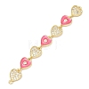 Brass Micro Pave Clear Cubic Zirconia 7 Heart Links Connector Charms KK-H539-14G-02-1