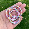 Easter Acrylic Rabbit & Rondelle Beaded Stretch Bracelets for Girl FS-WGB8062-01-2