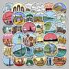 Travel Theme Round Dot PVC Scenery Sticker Rolls STIC-PW0011-04-1