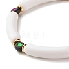 Acrylic Chunky Curved Tube Beaded Stretch Bracelet with Heart for Women BJEW-JB07586-01-4