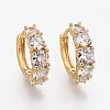 Brass Micro Pave Clear Cubic Zirconia Huggie Hoop Earrings LS-EJEW-L231-40G-1
