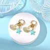 Starfish with Shell Charm 202 Stainless Steel Dangle Hoop Earrings EJEW-JE07063-1