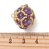 Natural Amethyst and Glass Seed Beaded Cluster Pendants PALLOY-MZ01334-03-2