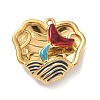 Hollow 304 Stainless Steel Two Sides Enamel Pendants STAS-L316-17G-02-1