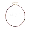 4.5MM Faceted Round Natural Multicolor Tourmaline Beaded Necklaces NJEW-JN05900-4