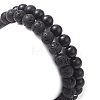 2Pcs 2 Style Natural Rosewood & Lava Rock Round Beaded Stretch Bracelets Set for Women BJEW-JB09381-03-6