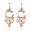 Oval Alloy Rhinestone Chandelier Earrings FS-WG8D144-03-1