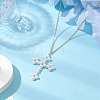 Cross Fleury Acrylic Imitation Pearl Pendant Necklaces NJEW-JN04985-2