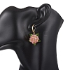 Valentine's Day Flower Natural Malaysian Jade & Glass Seed Beaded Leverback Earrings EJEW-MZ00700-01-3