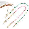 2Pcs 2 Styles Glass & Acrylic & Brass & CCB Plastic Beaded Bookmark HJEW-NB00351-1