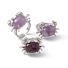 Natural Amethyst Crab Open Cuff Ring RJEW-I090-01P-10-1